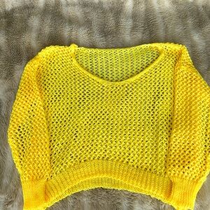 NEW Cropped Crochet Sweater Yellow
